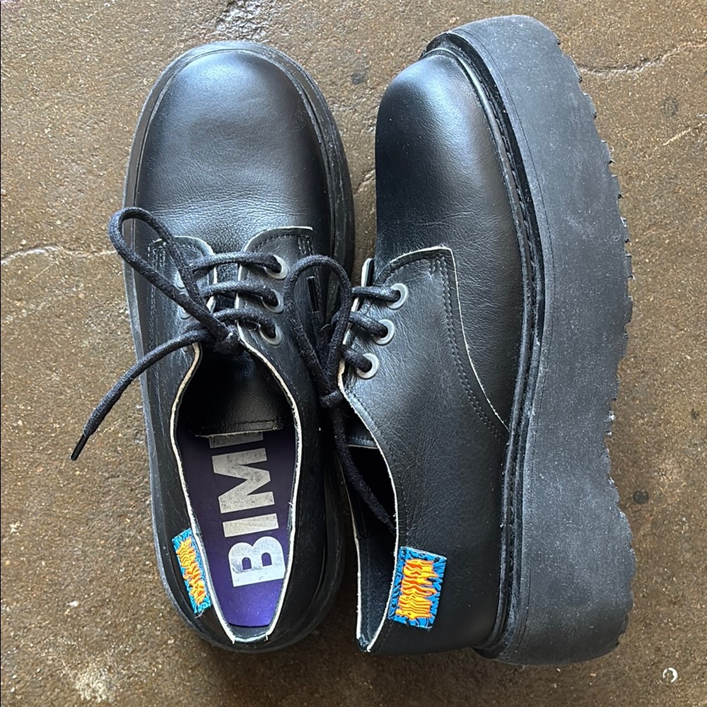 BIMBA Y LOLA Goth Leather Platform Shoes Made in Spain